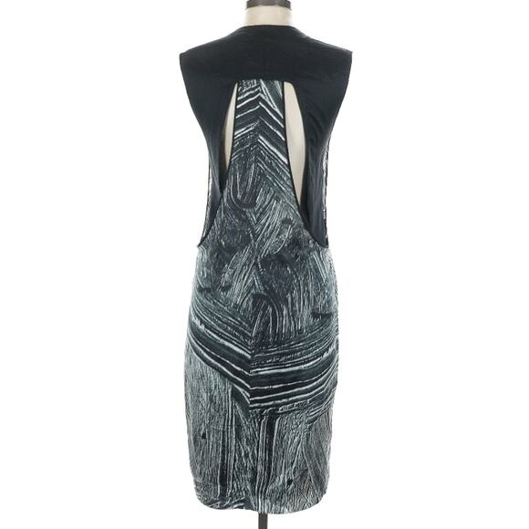 Helmet Lang 100% Silk Method Cutout Shift Dress Black Gray Marble Print P XS - Picture 4 of 12